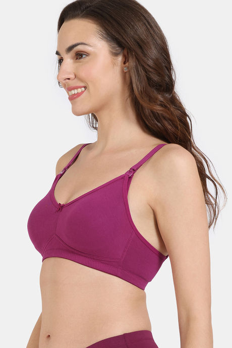 Zivame Maternity Double Layered Non Wired 3/4th Coverage Nursing Bra - Raspberry Radiance — image 3